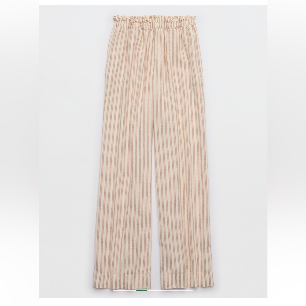 Aerie Linen Blend Trousers Size Medium Oversized - Picture 6 of 9